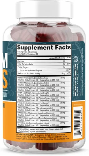 Vista 3 de NutraOne Gomitas de champiñones (frambuesa - 30 porciones)