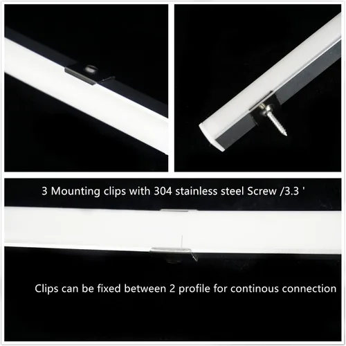 Vista 3 de THMOOTHER Paquete de 20 tiras LED en forma de V de 3.3 pies, sistema de difusor de canal de aluminio, cubierta lechosa extruida con conector
