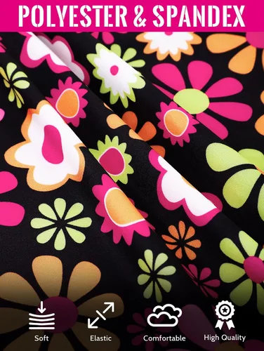 Vista 5 de Paquete de 8 disfraces hippie de los años 70 para mujer, manga superior, pantalones bohemios, acampanados, accesorios para disfraz de Halloween