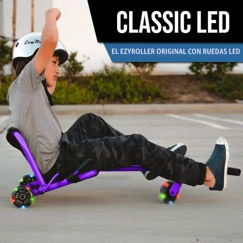 Vista 2 de EzyRoller Juguete clásico con ruedas LED para niños, de 3 a 12 años, hasta 154 libras, color morado Púrpura