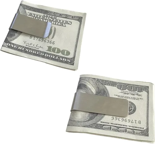 Vista 5 de WAFJAMF Billetera delgada para dinero con clip de dinero de acero inoxidable para hombre pequeño