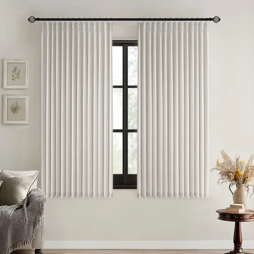Vista 24 de MIULEE - Cortinas de lino beige con pliegues a presión 100% opacas para dormitorio, cortinas de ventana con memoria y bloqueo de luz para oscurecer