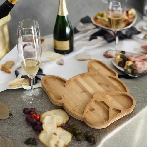 Vista 6 de Tabla de charcutería de Bulldog Francés, tabla de queso de bambú natural de 12 pulgadas y bandeja para servir para entretener, regalo divertido