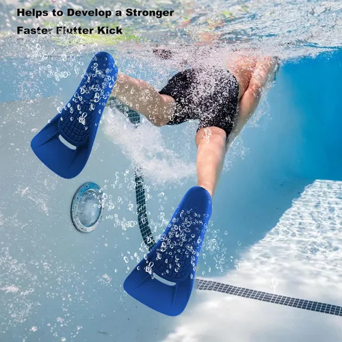 Vista 6 de Aletas de natación para adultos, aletas de entrenamiento de natación para natación de vueltas en piscina, cómodas aletas de silicona con bolsillo