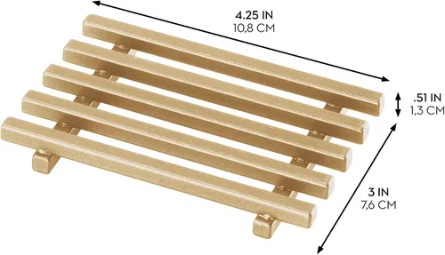 Vista 2 de [Usado] iDesign Jabonera para barra de jabón - Soporte de jabón para barra de cocina y baño, latón suave