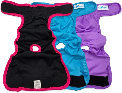 Vista 3 de Paw Inspired Pañales lavables para perros (paquete de 3) Pañales de tela reutilizables para perras pequeñas, medianas y grandes