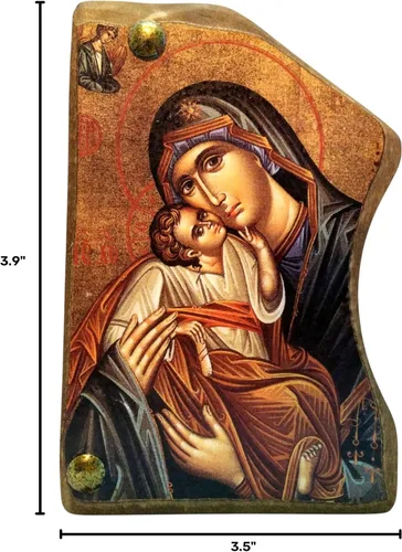 Vista 5 de Iconsgr Monte Athos ortodoxo griego de madera hecho a mano icono de la Virgen María y Jesucristo / MP4