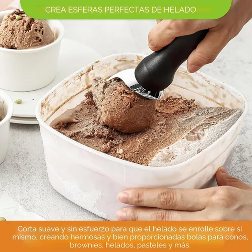 Vista 4 de Spring Chef - Cuchara para helado resistente con mango cómodo - Cuchara profesional para helado para gelato, sorbete, masa de galletas, melón, yogur