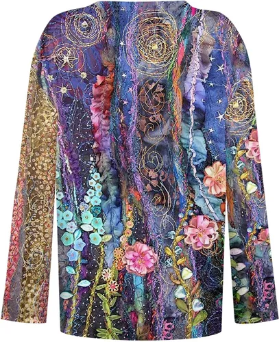 Vista 2 de Trajes de otoño para mujer, sudaderas de manga larga con estampado de cuello en V, trajes lindos y cómodos y elegantes