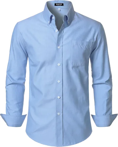 Vista 11 de JEMITOP Camisas de manga larga Oxford ligeras para hombre