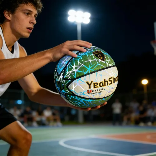 Vista 6 de Baloncesto que brilla en la oscuridad, baloncesto holográfico luminoso que brilla para entrenamiento al aire libre y juegos nocturnos, un gran