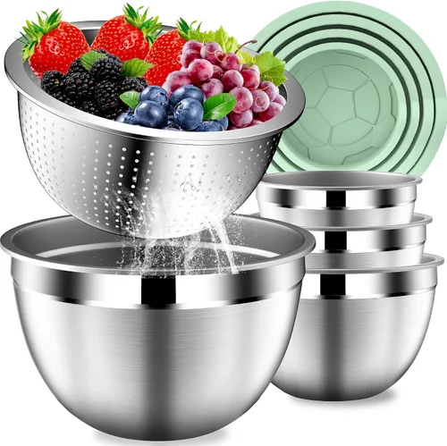 Vista 15 de DUTZUN Stainless Steel Mixing Bowls with Airtight Lids Set of 5, Black Best Kitchen Gifts for Mixing, Baking, Prep, Salads, Serving, Cooking