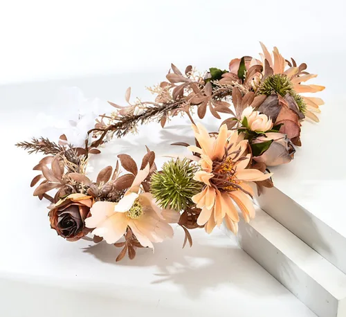 Vista 5 de DDazzling - Corona de flores artificiales, corona de flores de eucalipto, accesorio para fotos
