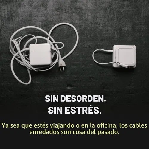 Vista 7 de Fuse Reel The Side Kick Organizador de Cables Plegable con Adaptador de Ángulo Recto USB-C Compatible con Cables de Carga de MacBook y PC y Gestión