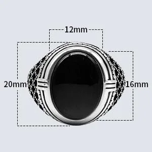 Vista 9 de SKOOMEN Anillo de plata de ónix negro para hombre, anillo ovalado grande con caja de joyería, joyería fina para hombre con piedras preciosas
