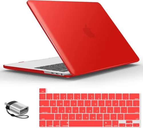 Vista 10 de IBENZER - Carcasa rígida de tacto suave para MacBook Pro de 13 pulgadas con Touch Bar y Touch ID, con funda de teclado y adaptador Type C