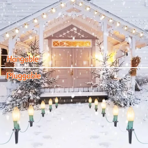 Vista 6 de Brightown Tira de luces LED estilo sendero de Navidad para exteriores; tira de 20 luces LED C9 de 25.7 pies con 20 estacas interconectables y a