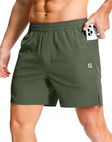 Vista 8 de GGJ Pantalones cortos deportivos ligeros para hombre con 2 bolsillos con cremallera de 7/5/9 pulgadas, pantalones cortos de tenis de secado rápido