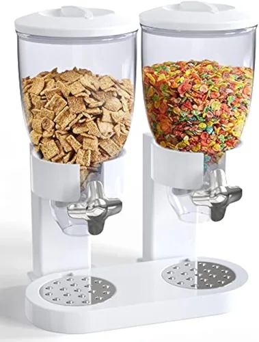 Vista 3 de Dispensador de alimentos duales: dispensador de alimentos secos perfecto como dispensador de dulces, nueces, arroz, granola, cereales y más.