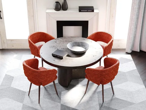 Vista 7 de Ottomanson Juego de 2 sillas de comedor, color naranja Palermos Palermos Naranja Con Patas De Madera