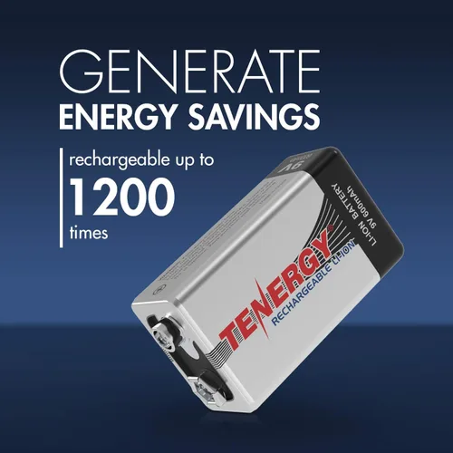 Vista 3 de Tenergy Combo: 4pcs 9V 600mAh Li-ion baterías recargables
