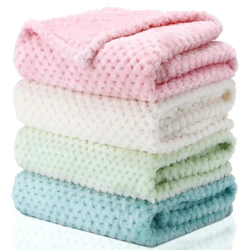 Vista 8 de Frienda Manta mullida para bebé, 4 piezas, manta mullida para niños y niñas, suave y cálida para bebés, recién nacidos, suministros de cama