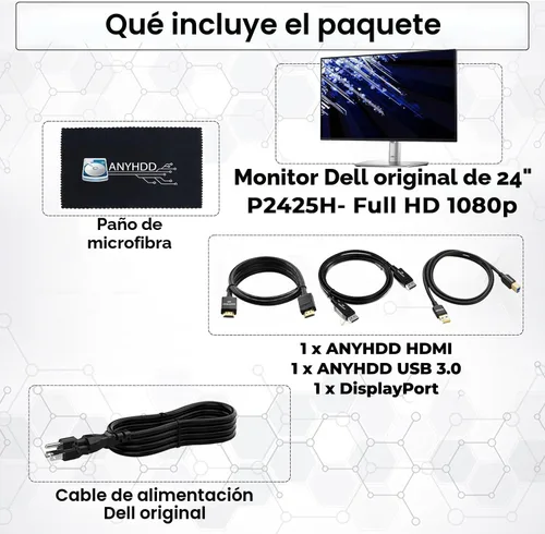 Vista 2 de P2425H - Monitor de computadora de 24 pulgadas, pantalla IPS 16:9 con soporte, 100 Hz Full HD, 1920 x 1080 con cable de alimentación, DisplayPort