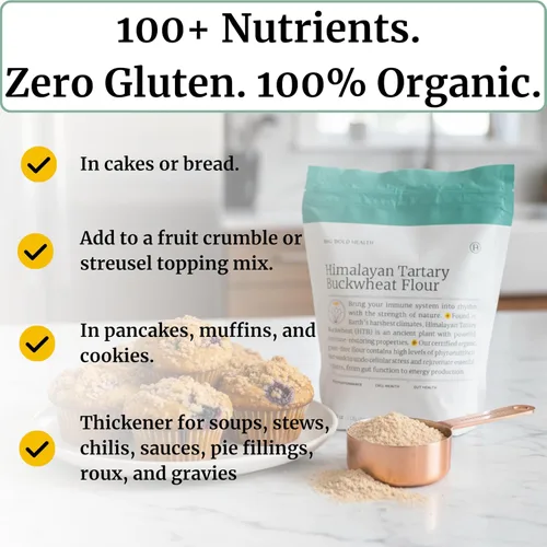 Vista 5 de BIG BOLD HEALTH Harina de Trigo Sarraceno Tártaro del Himalaya Orgánica Sin Gluten Más de 100 Nutrientes Inmuno-Activos Harina 100% Orgánica Sin