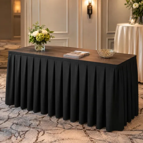 Vista 7 de Surmente Mantel de poliéster de 14 pies para bodas, banquetes o restaurantes (negro)