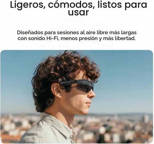 Vista 4 de Gafas de Ciclismo Bluetooth con Audio Hi-Fi de Orejas Descubiertas, Micrófono AI con Cancelación de Ruido, Protección UV400, Resistente al Agua