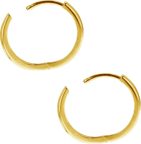 Vista 2 de Ritastephens Aretes Huggies de oro amarillo macizo de 14 quilates, 0.079 in x 0.512 in, Oro blanco Oro amarillo