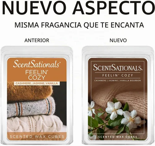 Vista 4 de Scentsationals Feelin' Cozy - Cera perfumada de cachemira para derretir 10 onzas (24 cubos)