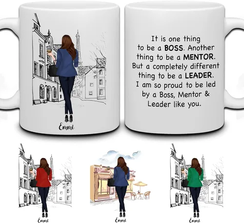 Vista 9 de WHIDOBE Taza de café personalizada para jefe – Taza personalizada de 11 onzas y 15 onzas para jefe con avatares, nombres, citas – Taza de café Boss