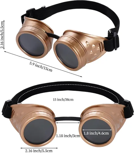 Vista 2 de Fengek 3 gafas steampunk de Halloween para mujer, gafas vintage steampunk, gafas retro victorianas Cyberpunk, accesorios de cosplay para Halloween