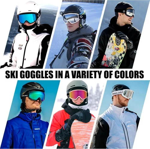 Vista 3 de MAXJULI Ski Goggles Snow Snowboard Goggles for Men Women Anti-Fog HD Lens M7