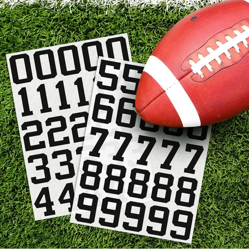 Vista 4 de OIIKI 2 hojas de calcomanías de números de casco deportivo, de 0 a 4, 5 a 9, de vinilo autoadhesivas, calcomanías de números grandes de 1.26 1.26