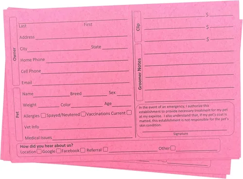 Vista 7 de 100 tarjetas grises de aseo de perros de 4 x 6 pulgadas, suministros de aseo para perros, tarjetas de perfil de cliente para peluquero de mascotas