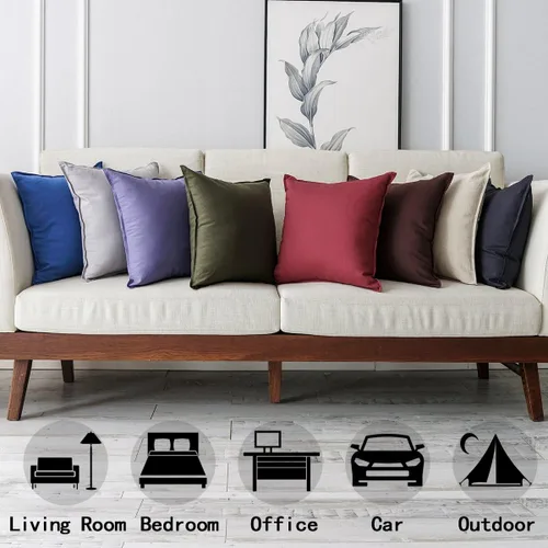 Vista 90 de Jeanerlor Funda de almohada decorativa de lino y algodón sólido de 18 x 18 pulgadas con cremallera, funda de cojín europea, funda de almohada
