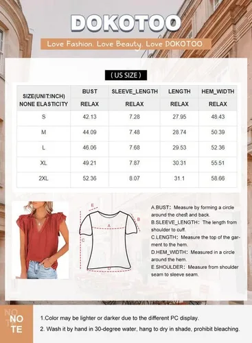 Vista 6 de Dokotto - Blusas informales con cuello en V para mujer, diseño de manga corta, con cordón ajustable