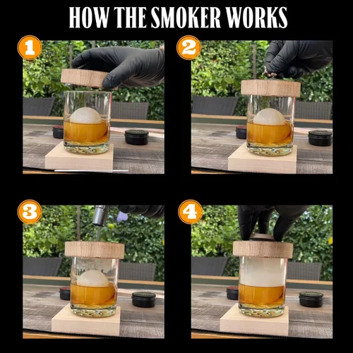 Vista 5 de Kit de ahumador de cóctel de whisky recuperado con antorcha, fabricado en Estados Unidos, kit de ahumador a la antigua, kit de ahumador de bourbon