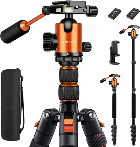 Vista 10 de Trípode de cámara JOILCAN, Trípodes y monópodos de aluminio de 83" con asa de metal, Trípode resistente para cámara DSLR, láseres, binoculares