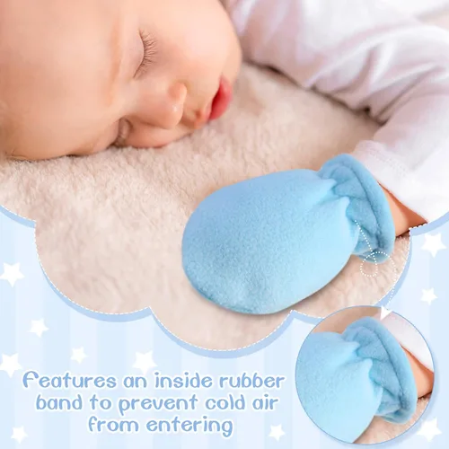 Vista 2 de 6 pares de guantes de vellón para bebé recién nacido de 0 a 6 meses guantes de invierno sin rasguños guantes de invierno sin pulgares guantes
