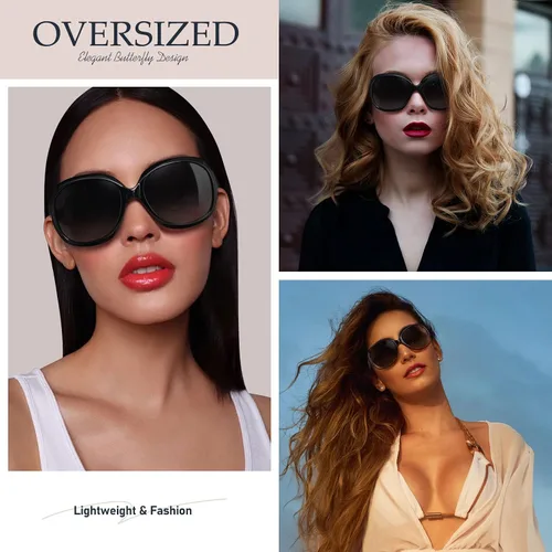 Vista 2 de Tnnaiko Gafas de sol polarizadas de gran tamaño para mujer, lentes de sol grandes de moda, con protección UV400