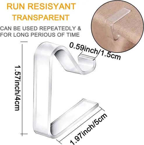 Vista 2 de 24 piezas de clips transparentes claros para mantel, clips de plástico para mantel, abrazaderas para cubierta de mesa a prueba de viento, soportes