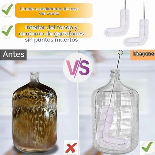 Vista 5 de Paquete de 2 Cepillos para Garrafón de 28 pulgadas, Cepillo de Limpieza para Garrafón, Cepillo para Botellas de Garrafón, Cepillos para Garrafón