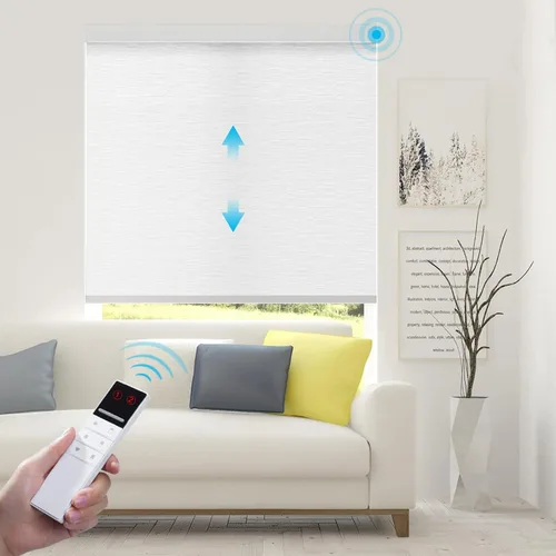 Vista 9 de ACMEART Persianas opacas motorizadas para ventanas, persianas enrollables eléctricas recargables con control remoto, persianas inteligentes que