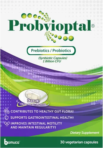 Vista 2 de Probvioptal, 30 cápsulas, probióticos y prebióticos, Duocap, 1 mil millones de UFC, sin gluten