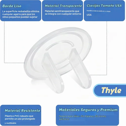 Vista 6 de Thyle - 50 cubiertas transparentes para enchufes eléctricos a prueba de bebés