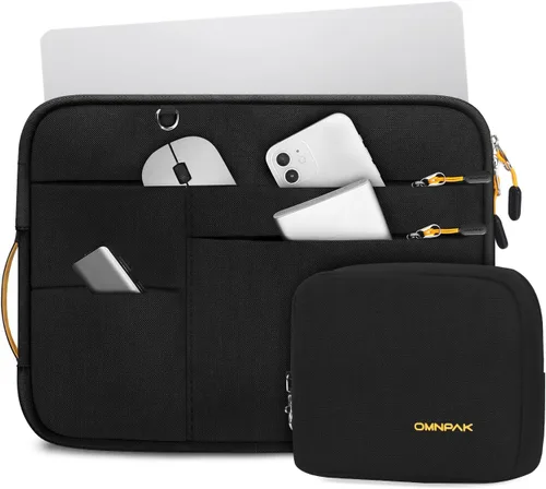 Vista 11 de Omnpak - Funda para laptop de 13 pulgadas para MacBook Air/Pro M5-M1/MacBook Neo con bolsillos y asa lateral, funda protectora resistente al agua