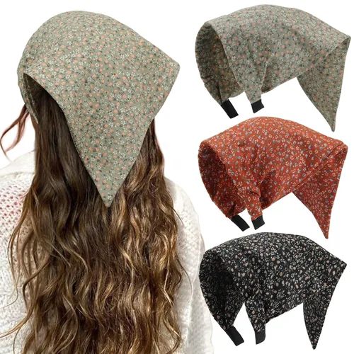 Vista 11 de HAIMEIKANG Bandana floral para mujer, bandanas bohemias para el cabello, bufanda, triángulo, bandas para el cabello, bufanda vintage para la cabeza
